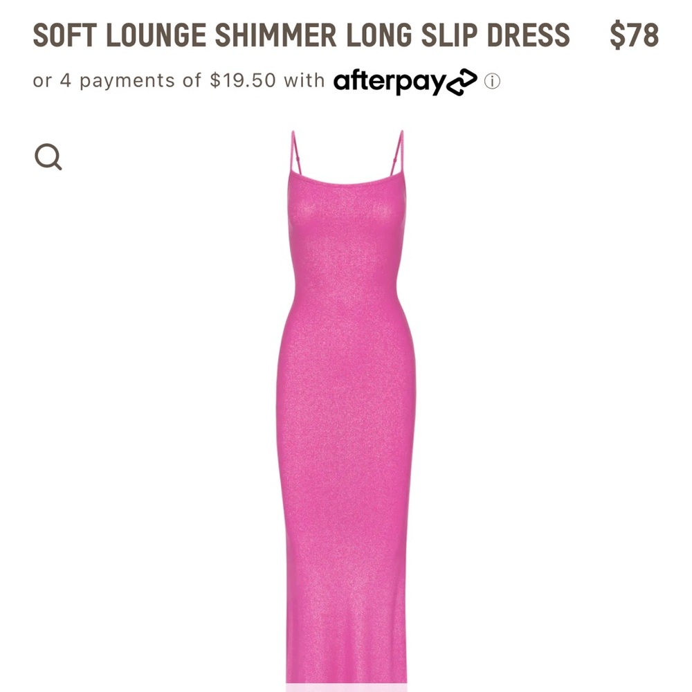 Skims Soft Lounge Pink Shimmer Dress